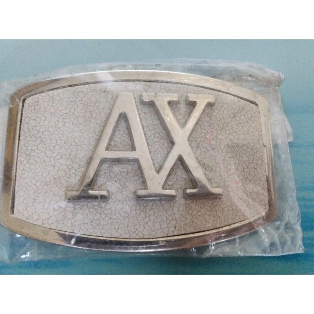 New Men's White Gold Tone AX Logo Belt Buckle Measurements 3.5